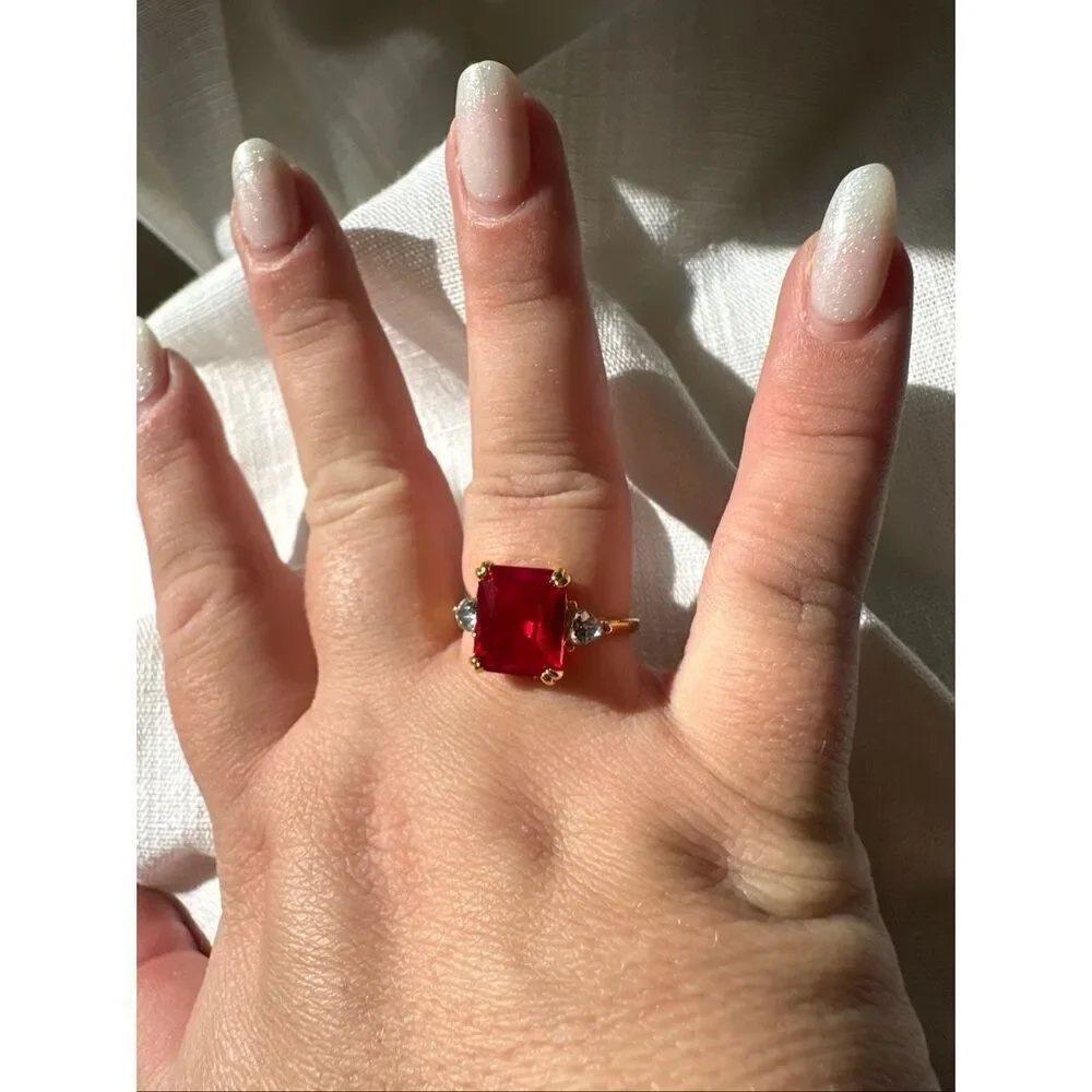Cherry red cocktail ring